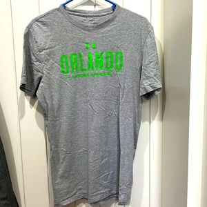 Under Armour Mens Size Small. Gray with bright green letters. “Orlando”
